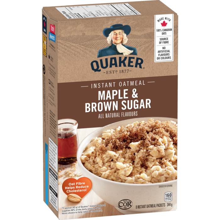 Maple & Brown Sugar Flavour Instant Oatmeal, Quaker 344g - Image 2