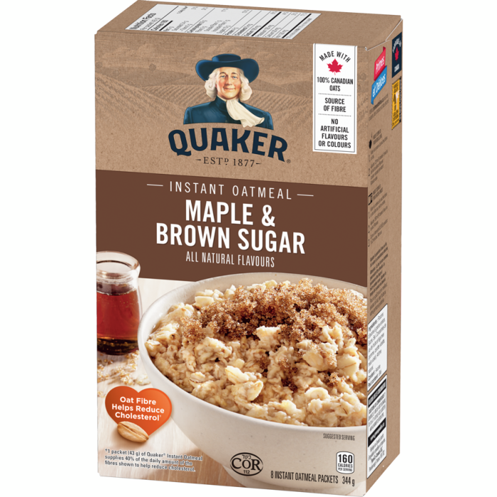 Maple & Brown Sugar Flavour Instant Oatmeal, Quaker 344g - Image 3