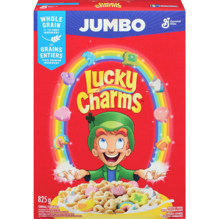 Lucky Charms Breakfast Cereal with Marshmallows, Jumbo Size 825g