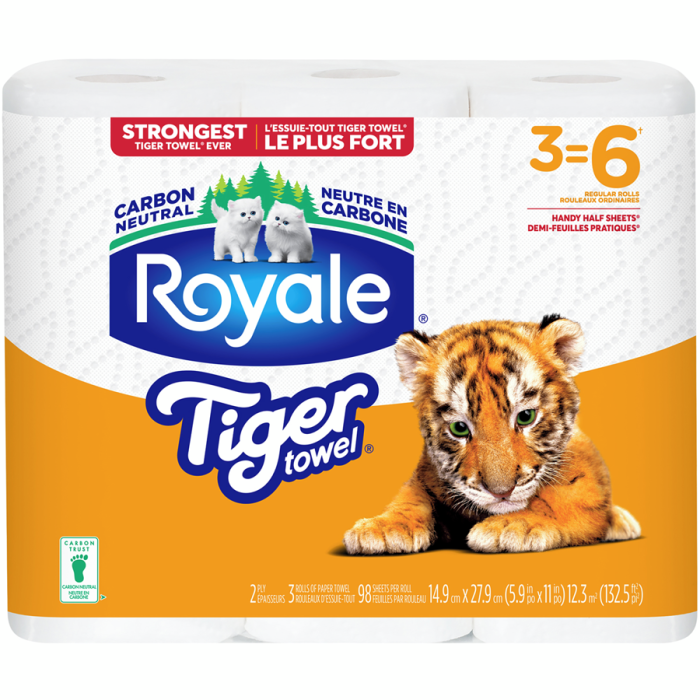 Tiger Strong Paper Towel, 3 Equal 6 Rolls, 98 Sheets per Roll - Image 2
