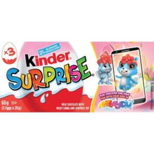 SURPRISE® Milk Chocolate Eggs with Toys, Pink Edition, 3 Pack 60 g