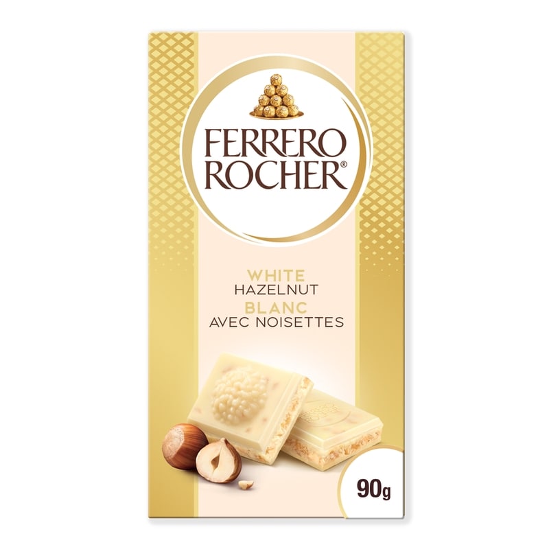 Premium Chocolate Bar, White Chocolate with Hazelnut 90 g
